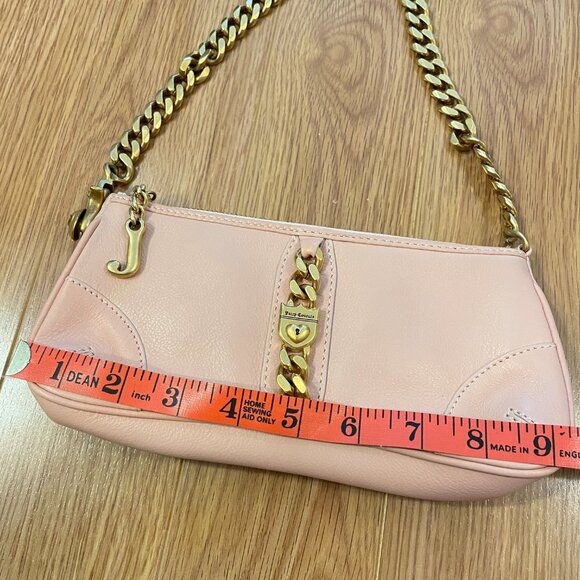 RARE Juicy Couture Vintage Y2K Leather Mini Baguette Shoulder Bag Pink - Picture 10 of 10